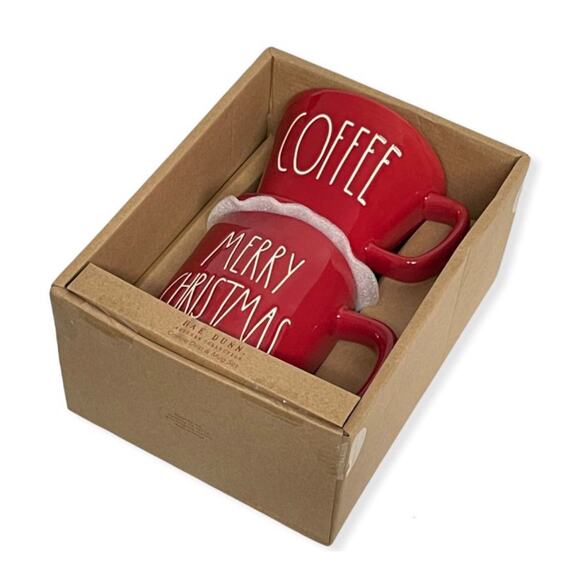NEW Rae Dunn MERRY CHRISTMAS MUG Coffee Press Pour Over Drip Red Gift Set in Box - Picture 2 of 6